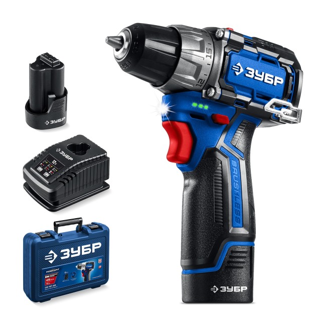 Дрель-шуруповерт DB-121-22 ЗУБР КОМПАКТ #3, 12 В, 45 Н·м, 2 АКБ тип Т7 (2 А·ч)