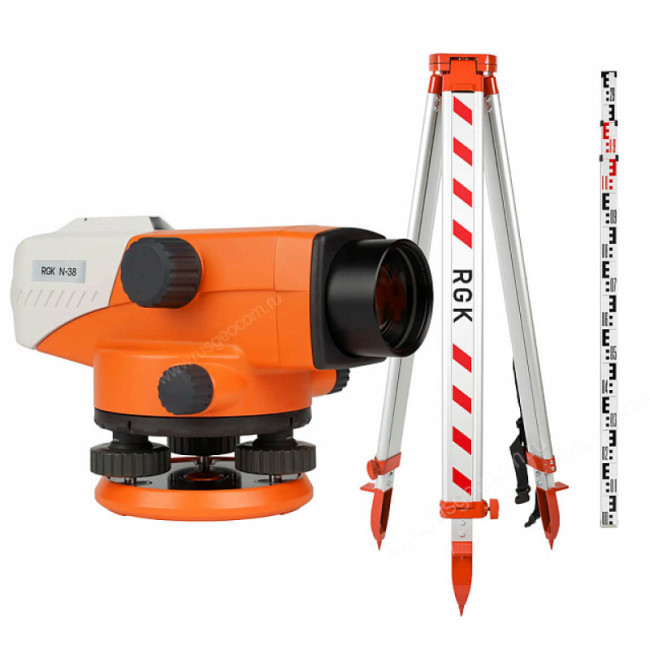 Комплект оптический нивелир RGK N-38 с поверкой + штатив S6-N + рейка AMO S4 Комплект оптический нивелир RGK N-38 с поверкой + штатив S6-N + рейка AMO S4