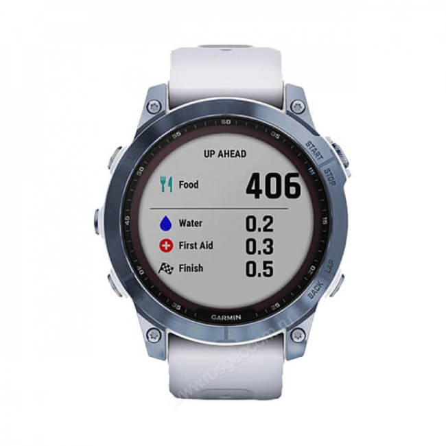 Часы Garmin Fenix 7 Sapphire Solar титановый синий минерал DLC с белым ремешком Часы Garmin Fenix 7 Sapphire Solar титановый синий минерал DLC с белым ремешком