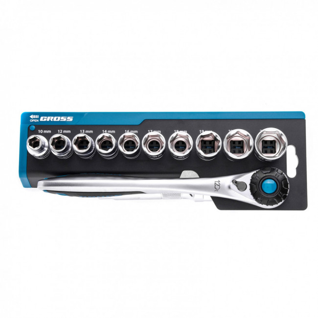 Набор торцевых головок 1/2", CrV, 12 предметов Gross