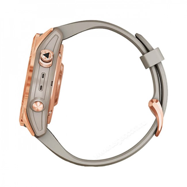 Часы Garmin Fenix 7S Solar цвета розовое золото с песочным силиконовым ремешком