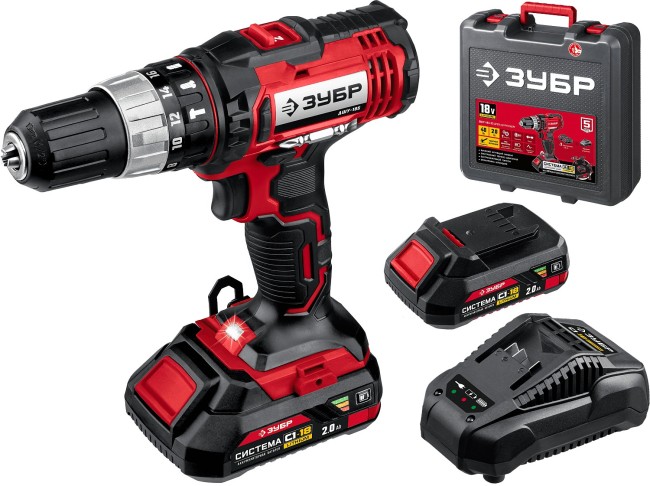 Ударная дрель-шуруповерт ДШУ-185-22 ЗУБР 2 АКБ Ударная дрель-шуруповерт ДШУ-185-22 ЗУБР 2 АКБ