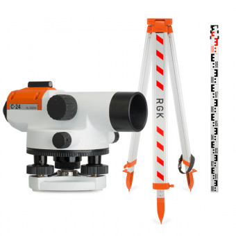 Комплект оптический нивелир RGK C-24 штатив рейка - 3 в 1 Комплект оптический нивелир RGK C-24 штатив рейка - 3 в 1