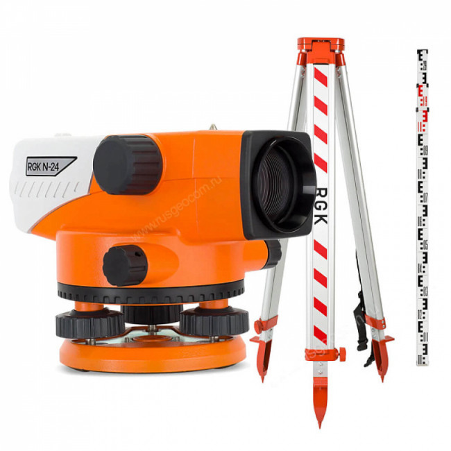 Комплект оптический нивелир RGK N-24 с поверкой + штатив S6-N + рейка AMO S3 Комплект оптический нивелир RGK N-24 с поверкой + штатив S6-N + рейка AMO S3