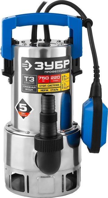 Дренажный насос для грязной воды Профессионал НПГ-Т3-750-С ЗУБР 750 Вт Дренажный насос для грязной воды Профессионал НПГ-Т3-750-С ЗУБР 750 Вт
