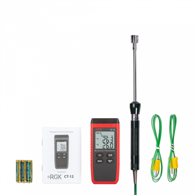 Термометр RGK CT-12 с поверхностным зондом TR-10S с поверкой Термометр RGK CT-12 с поверхностным зондом TR-10S с поверкой
