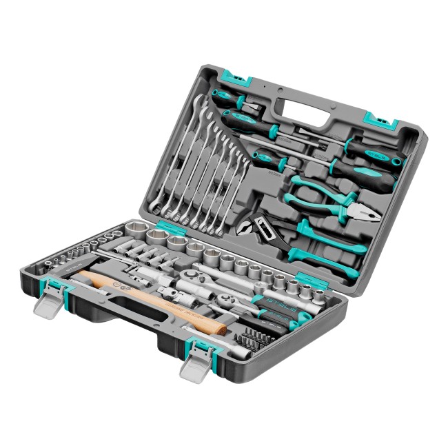 Набор инструментов 1/2", 1/4", CrV 76 предметов Stels Набор инструментов 1/2", 1/4", CrV 76 предметов Stels