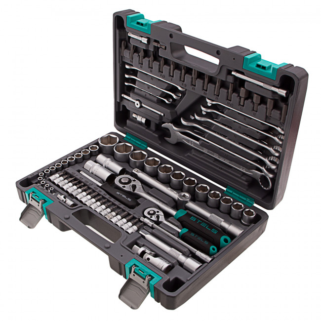 Набор инструментов 1/2", 1/4", CrV 82 предмета Stels Набор инструментов 1/2", 1/4", CrV 82 предмета Stels