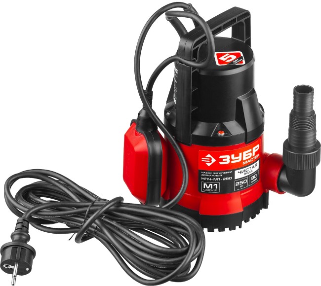 Дренажный насос с минимальным уровнем откачки НПЧ-М1-250 ЗУБР 250 Вт