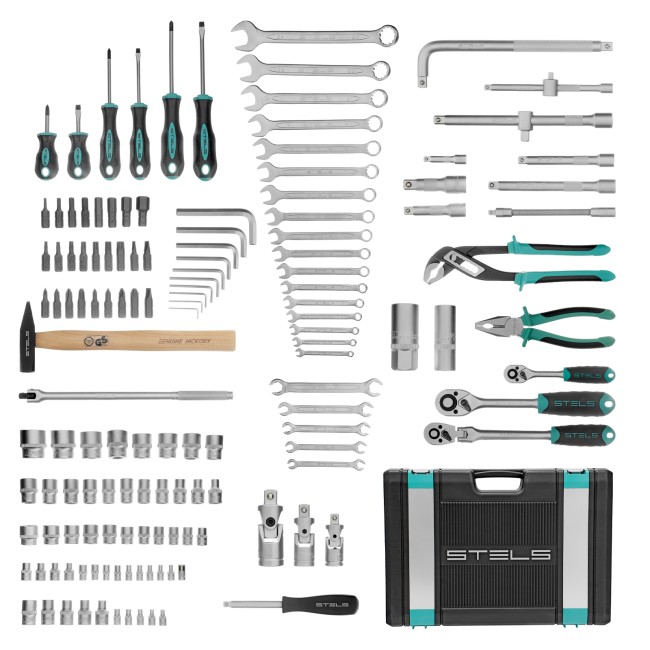 Набор инструментов 1/2",3/8", 1/4", CrV 142 предмета Stels Набор инструментов 1/2",3/8", 1/4", CrV 142 предмета Stels