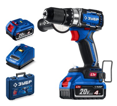 Бесщеточная дрель-шуруповерт DB-70-42 ЗУБР 20 В, 70 Н·м, 2 АКБ LMS (4 А·ч)